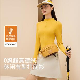 秋冬德绒半高领拉链打底衫长袖女修身羊绒内搭保暖内衣可外穿上衣