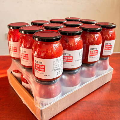 西红柿罐头320g玻璃瓶即食炒菜新疆洋柿子块丁状canned tomatoes