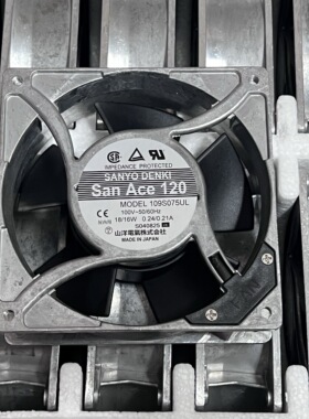 San Ace120三洋 109S075UL 100V 475UL  18/16W铝框散热风扇12038