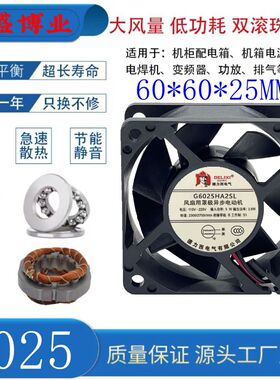 全新德力西G6025HA2SL 110-220V大风量轴流双滚珠6025散热风扇6CM