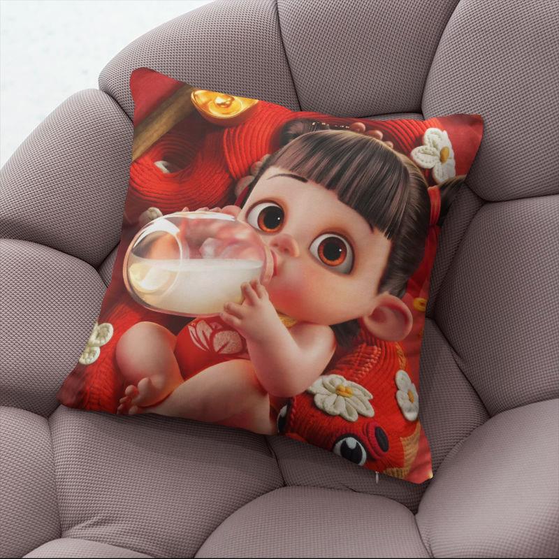 哪吒之魔童闹海周边双面抱枕儿童礼物卡通枕头客厅来图定制靠垫