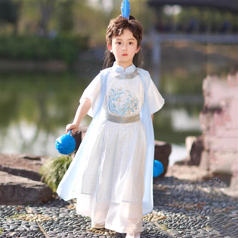 男孩汉服敖丙哪吒套装cos儿童魔童降世闹海动漫哪咤2表演出服装夏