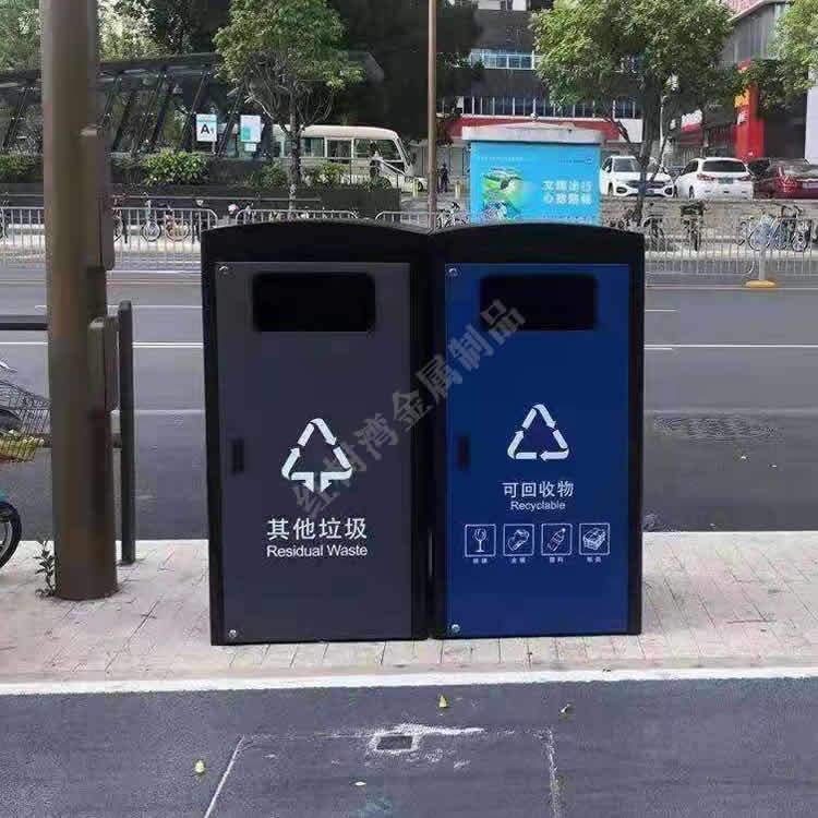 户外环卫两分类箱体套桶定制市政道路240升不锈钢垃圾桶外罩厂家