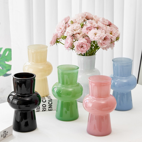 花瓶摆件客厅插花玻璃高级感加厚中古法式ins风艺术餐桌装饰摆件