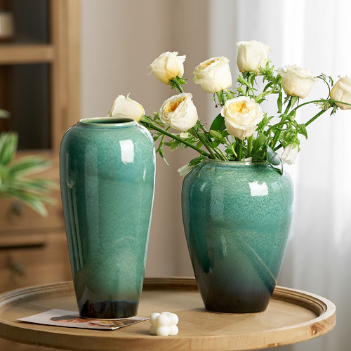 现代简约中式陶瓷花瓶摆件陶罐样板房餐桌电视柜客厅水培插花装饰
