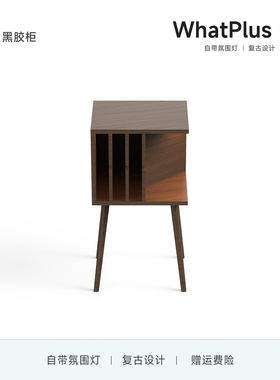 问加WhatPlus K9黑胶唱机柜三层隔板收纳柜氛围灯唱片机置物架桌