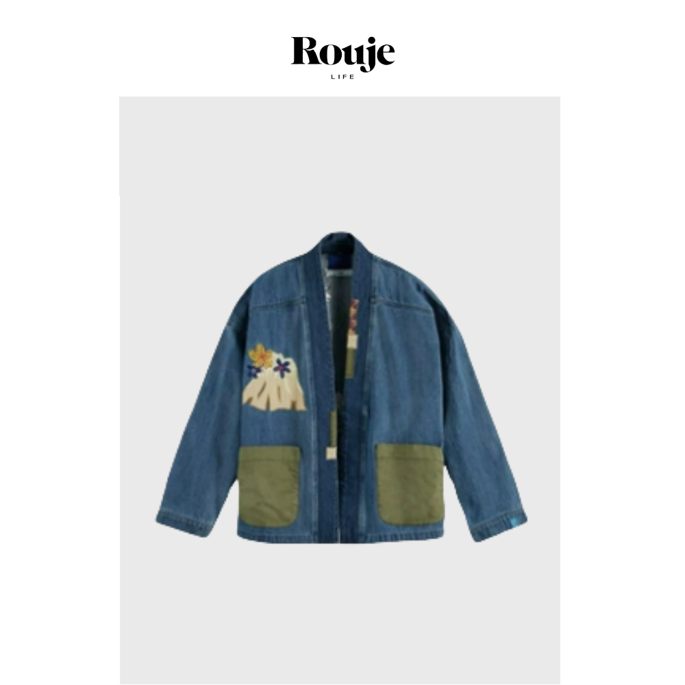【现货】Rouje Life男友风设计师外套24秋季花朵贴布复古牛仔上衣