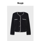 通勤撞色边上衣 Life小香羊羔毛皮草外套小个子法式 现货 Rouje