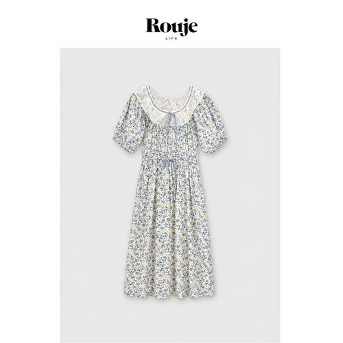 【现货】Rouje Life美国连衣裙法式田园春季复古风碎花收腰长裙