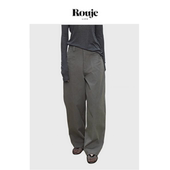 现货 Rouje Life设计肌理感弧形立裁切割弯刀长裤 休闲镰刀裤 女