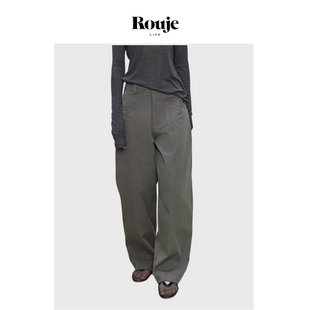 【现货】Rouje Life设计肌理感弧形立裁切割弯刀长裤休闲镰刀裤女