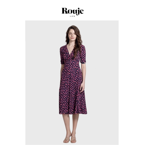 【现货】Rouje Life[双面穿]绿野/波点玫瑰V领双层网纱优雅连衣裙