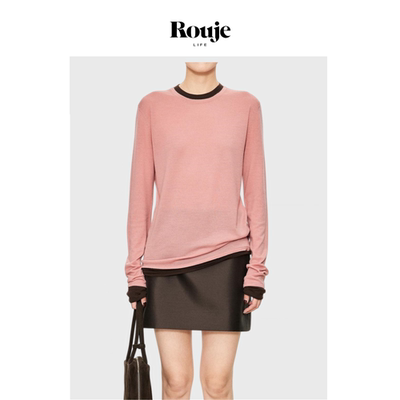 【现货】Rouje Life 可机洗羊毛混纺假两件拼色针织空气T恤上衣女