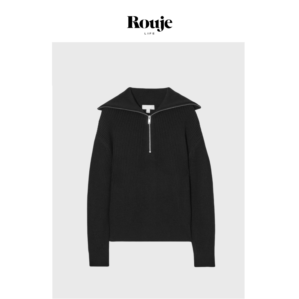 【现货】Rouje Life宽松版型翻领羊毛混纺纯色针织衫早秋新品