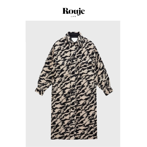 【现货】Rouje Life金晨私服！羊毛外套24秋季动物纹经典长款大衣