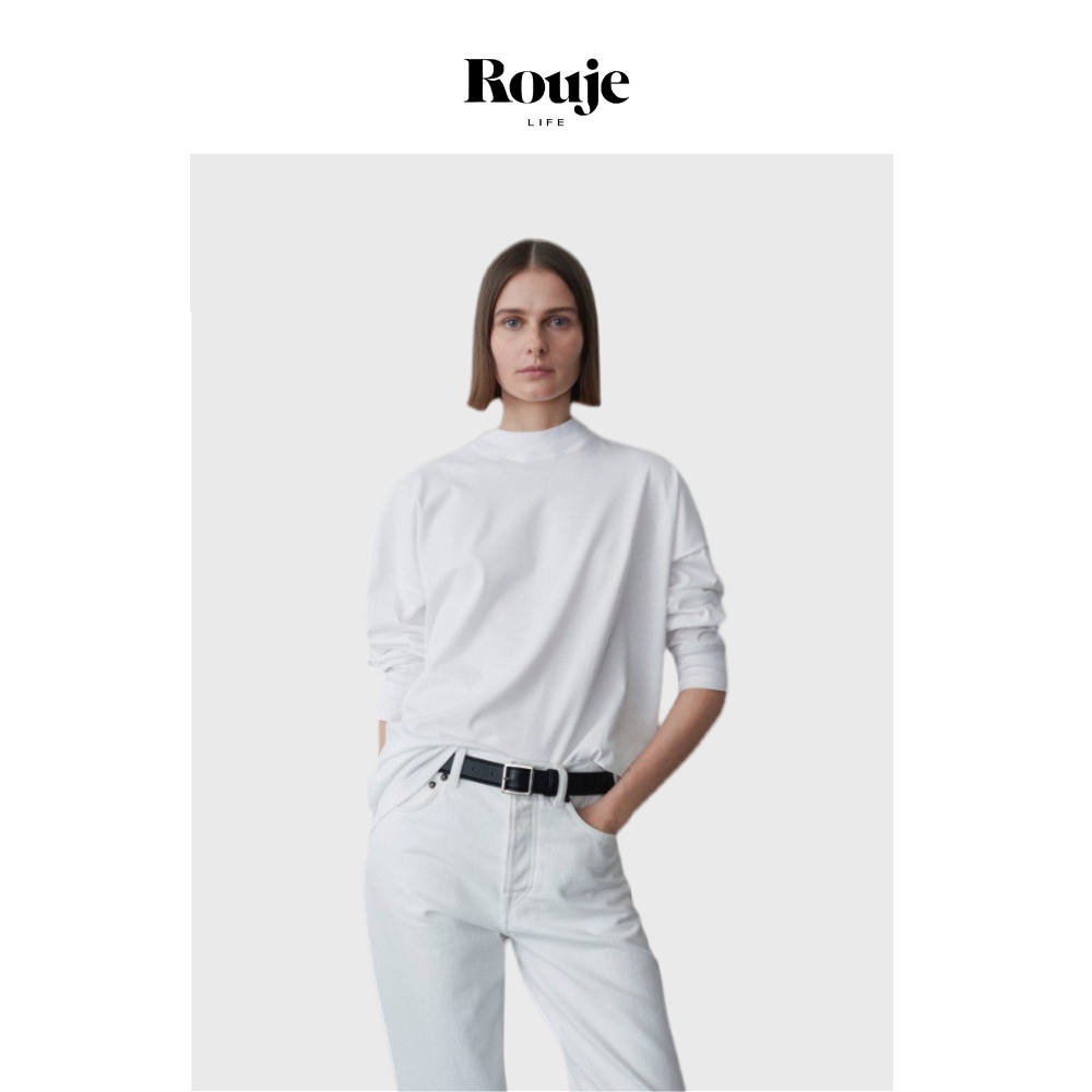 【现货】Rouje Life时尚打底衫女白色主义舒适感宽松百搭长袖T恤