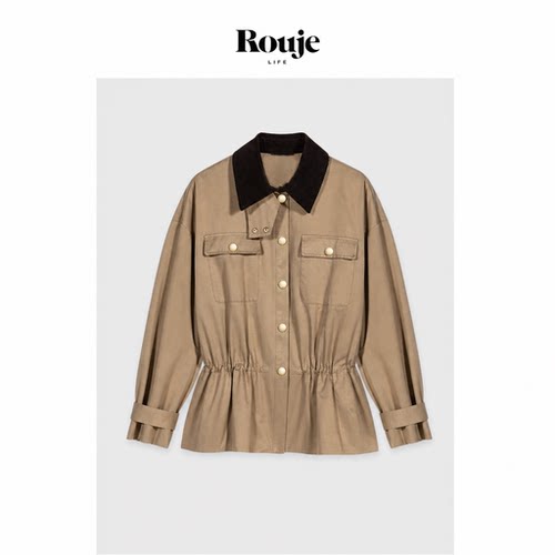【现货】Rouje Life可拆卸！法M棉服秋季工装风系带收腰翻领外套