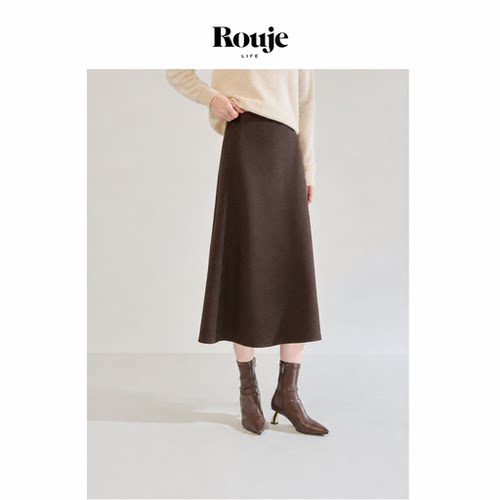 【现货】Rouje Life软糯含羊毛醋酸气质A字高腰垂感加厚半身裙