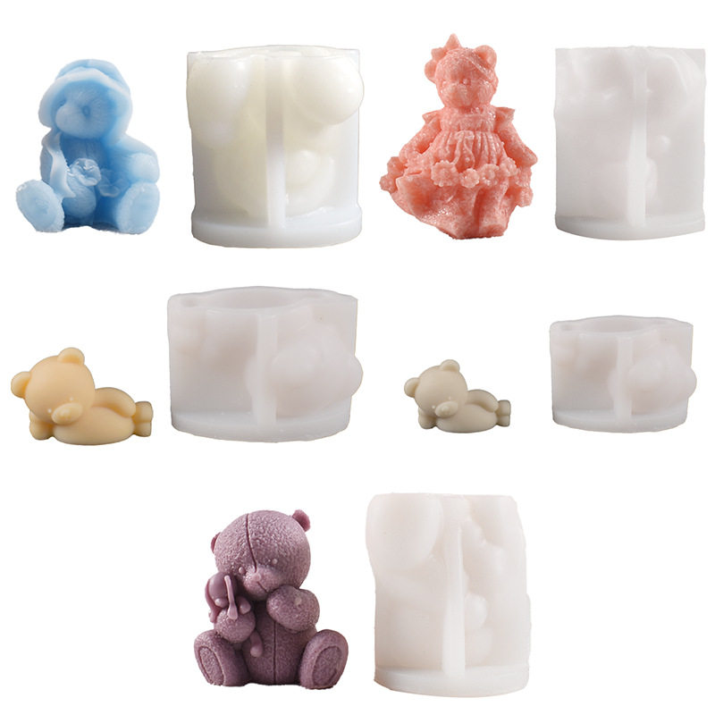 立体小熊蜡烛硅胶模具diy花朵帽