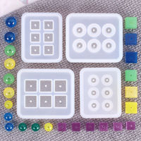 水晶滴膠模具6格帶孔珠子模具項鏈珠子模具直徑正方體DIY飾品配件