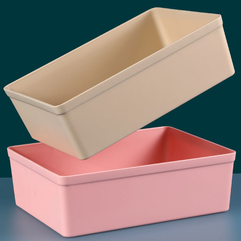 现货速发加厚塑料收纳盒子桌面无盖带盖长方形储物盒抽屉整理纸文