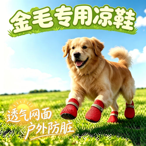 金毛幼犬专用狗狗凉鞋小狗鞋子夏透气宠物狗鞋夏季软底甩不掉网鞋