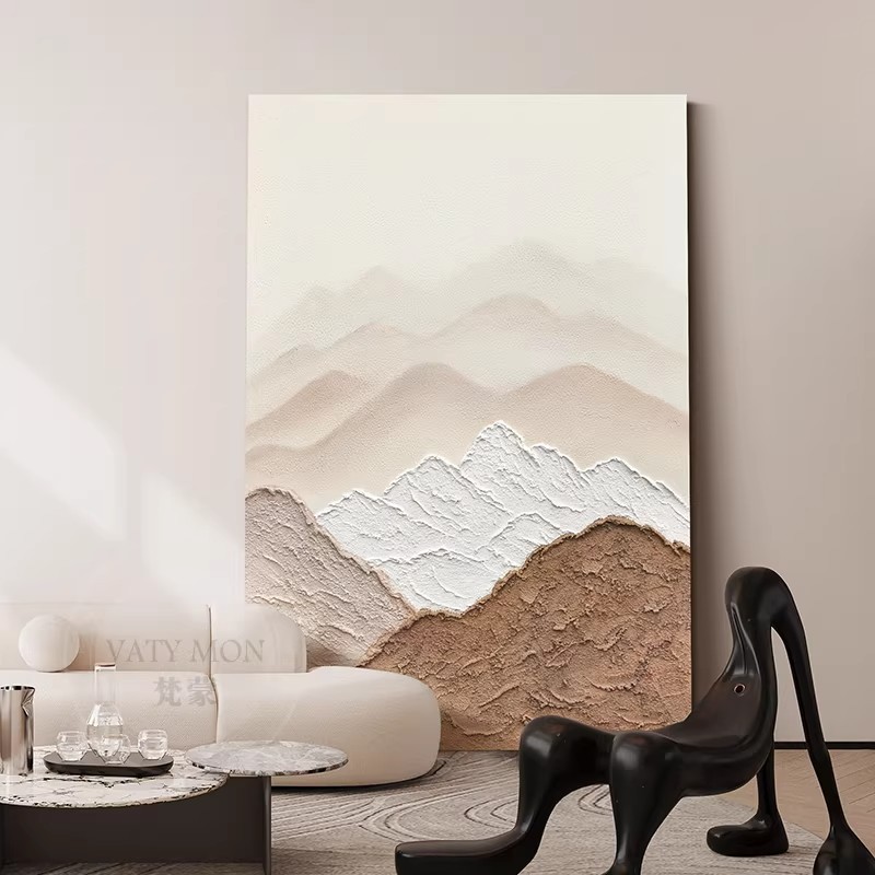 大芬村油画《背有靠山》高级感客厅背景墙挂画手绘油画玄关装饰画