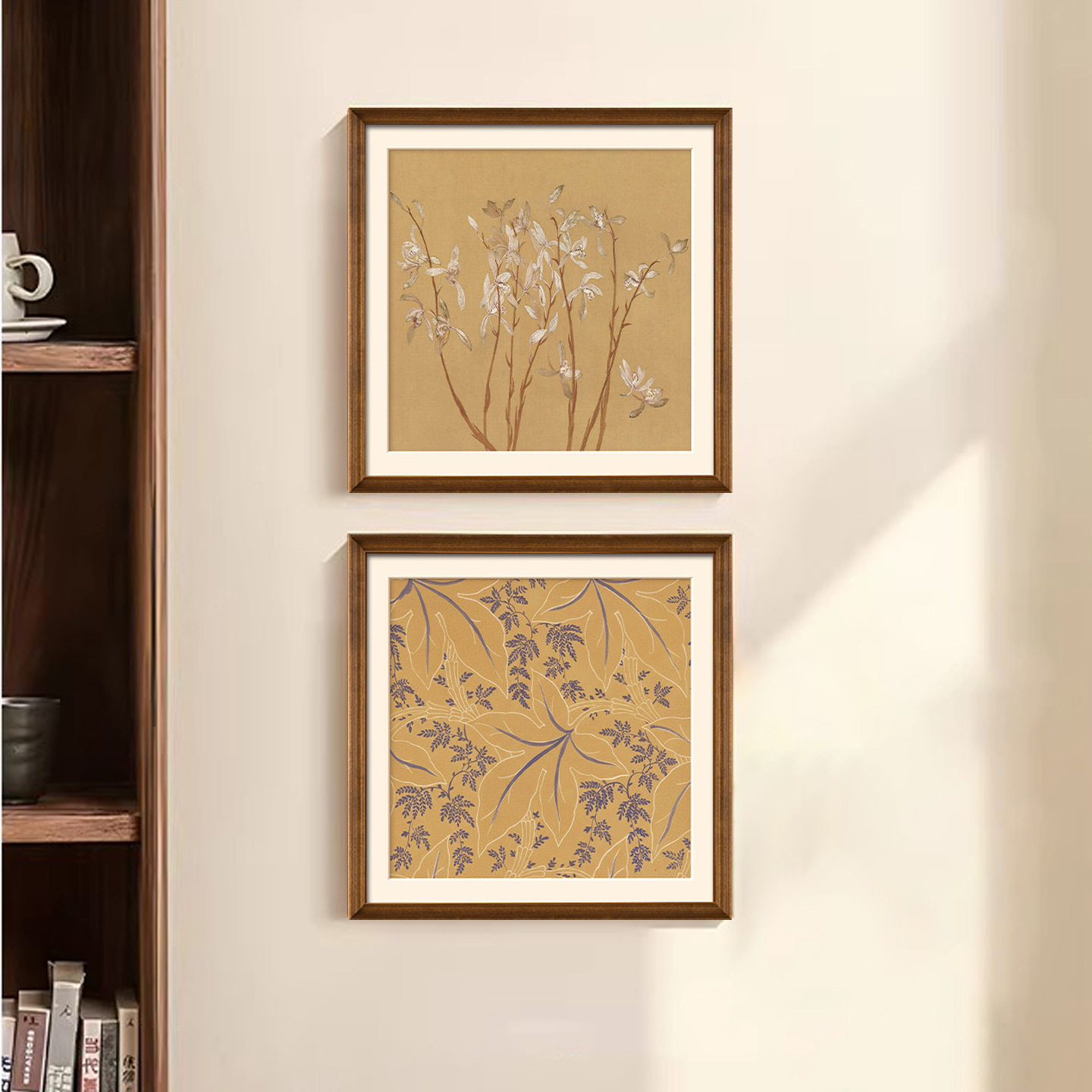宋氏美学玄关装饰画新中式客厅挂画书房入户正对门复古花卉画