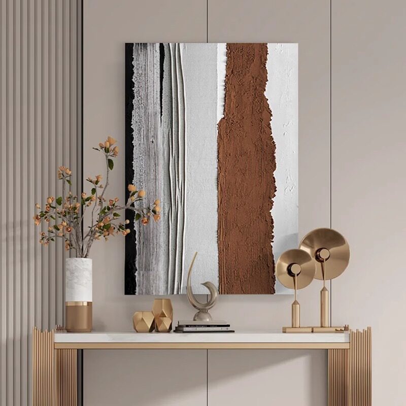 手绘客厅油画肌理餐厅风奶油系沙发背景墙装饰画2024新款现代简约