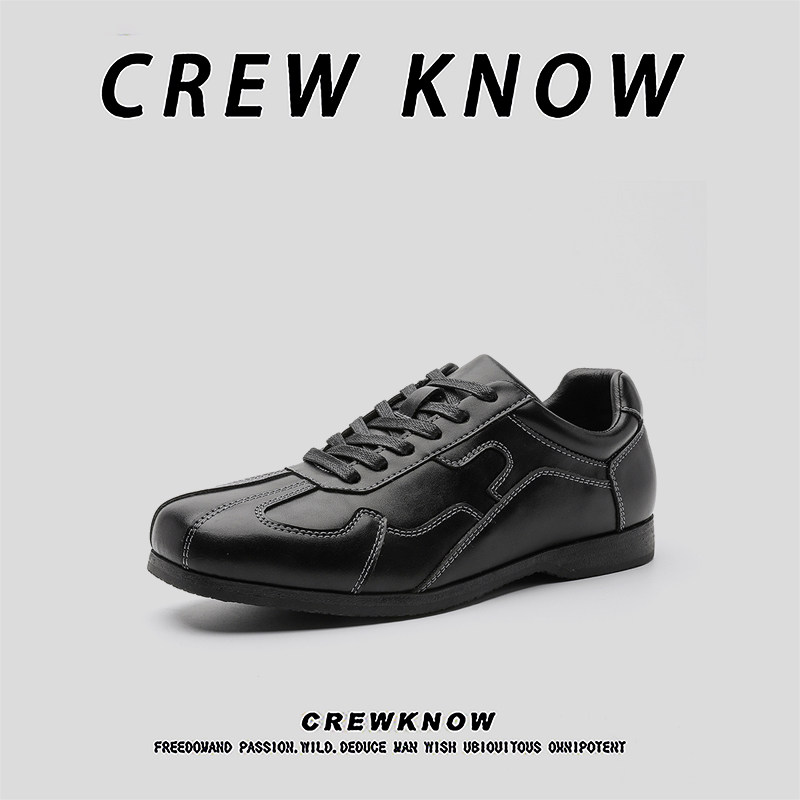 【法国CREW KNOW专柜】皮革舒适休闲鞋系带休闲皮鞋纯色春秋黑色,流行男鞋,休闲皮鞋,淘宝优惠券,粉丝福利购,淘宝优惠卷