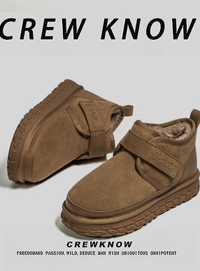 【法国CREW KNOW专柜】休闲冬季棉靴短筒雪地靴防寒青年保暖鞋