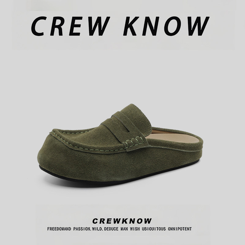 CREW KNOW时尚男鞋~二层牛皮户外休闲鞋低跟运动休闲橡胶底青年男