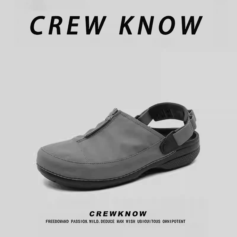 CREW KNOW时尚男鞋~二层牛皮软木鞋户外男女软底2025新款青年刺绣