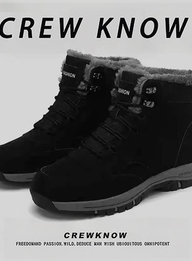 【法国CREW KNOW专柜】2025年冬季户外鞋短筒雪地靴棉内里男士保