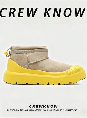 【法国CREW KNOW专柜】棉靴2025年冬季短筒防滑雪地靴合成革黄色