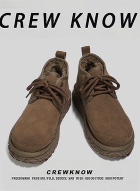 【法国CREW KNOW专柜】棉靴男鞋冬季短筒防滑雪地靴防寒时尚潮流