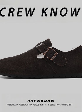 【法国CREW KNOW专柜】男鞋冬季防滑黑色加绒博肯鞋全包保暖棉靴