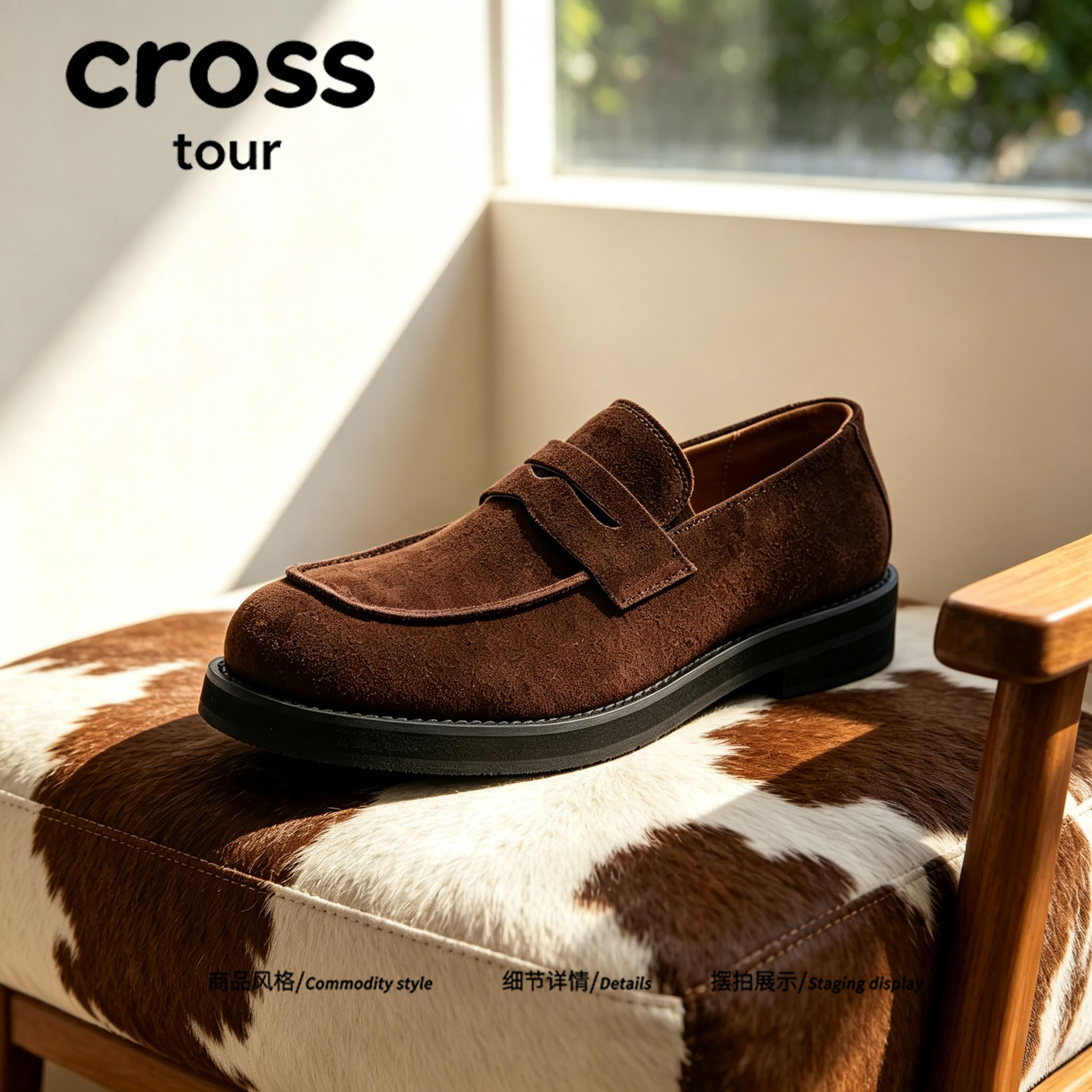 【复古港风】Cross tour老钱风乐福鞋一脚蹬英伦复古懒人休闲鞋