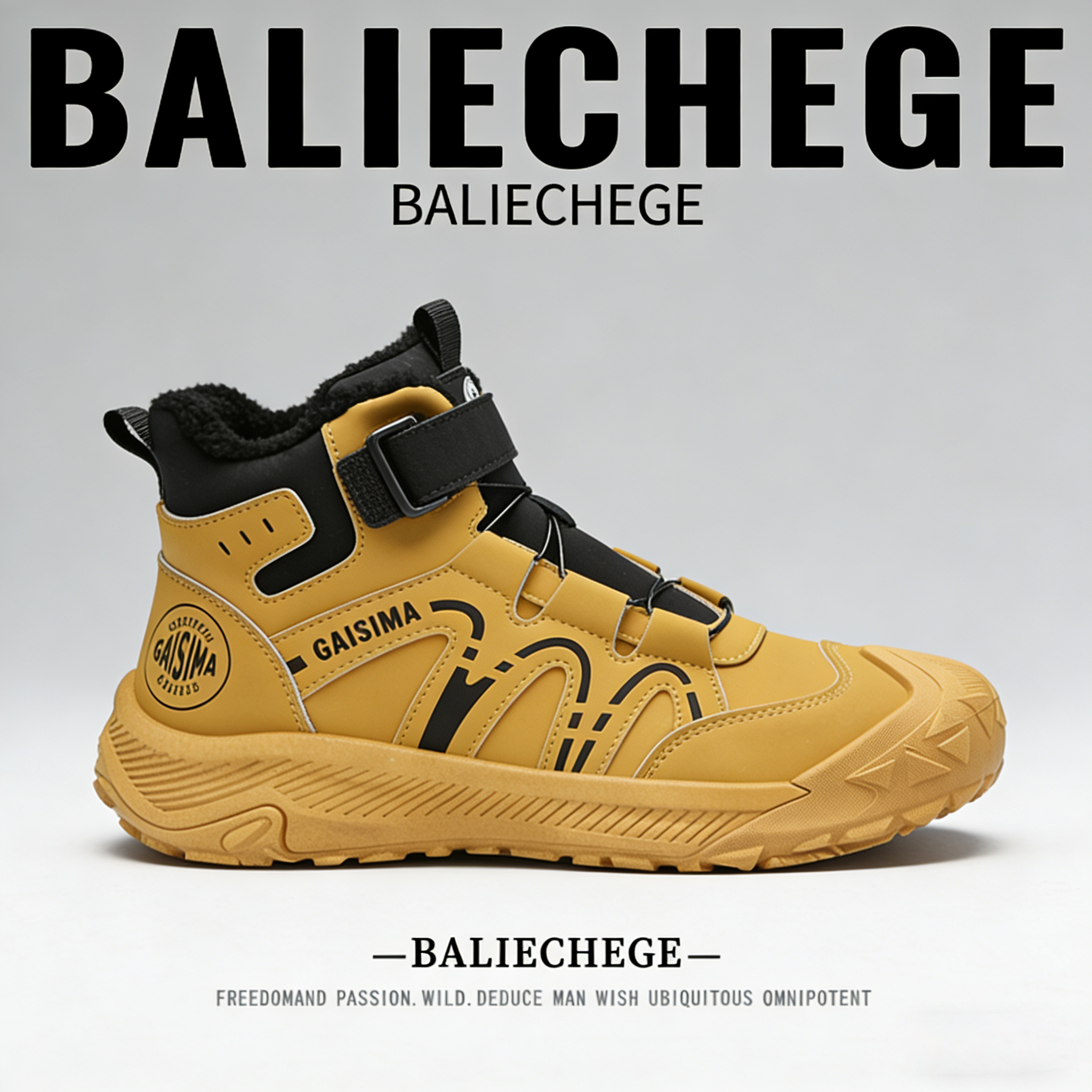 【法国BALIECHEGE专柜】棉靴短筒防滑雪地靴防寒冬季男士保暖加厚