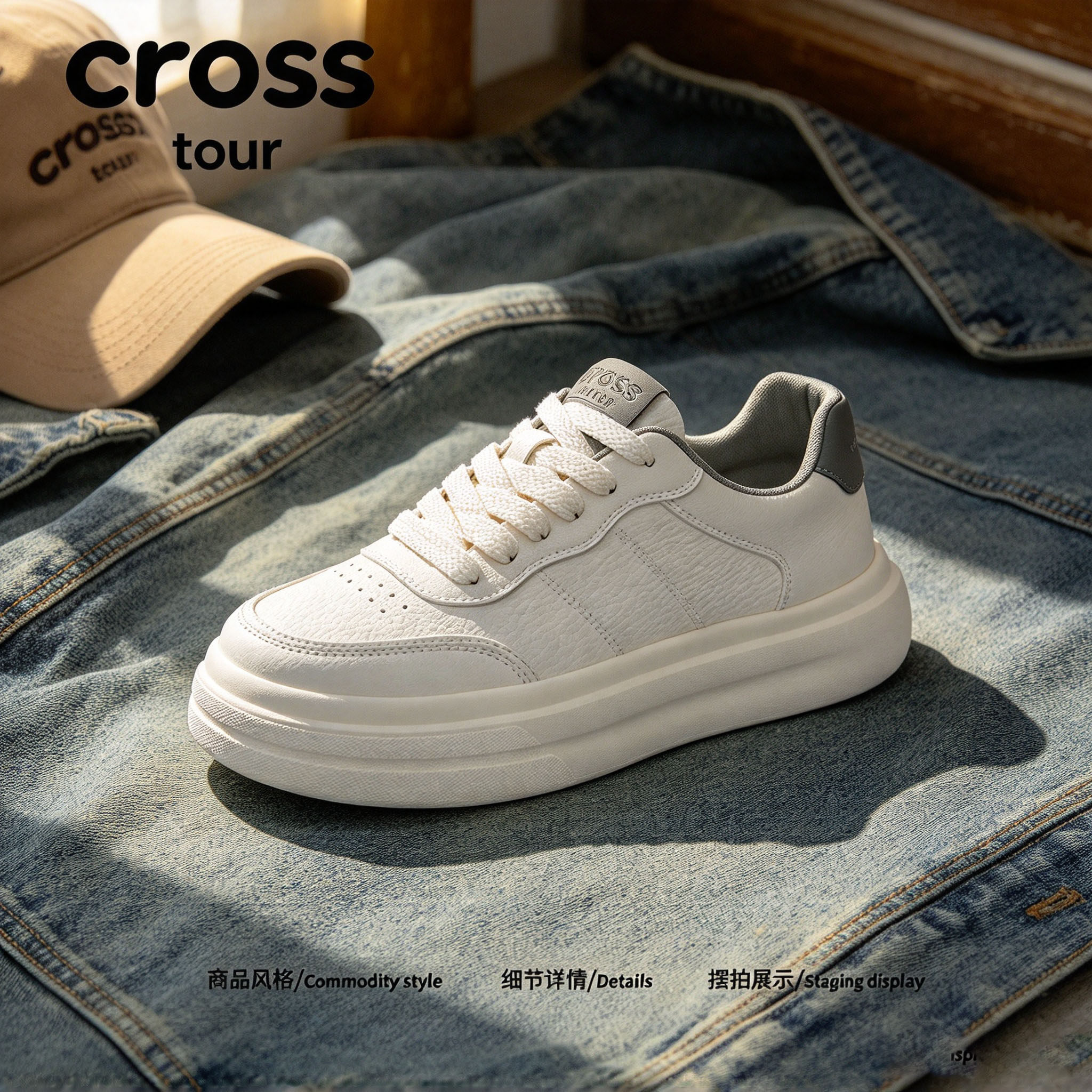 【逸构舒展】Cross tour简约时尚厚底休闲板鞋透气舒适低帮轻便鞋