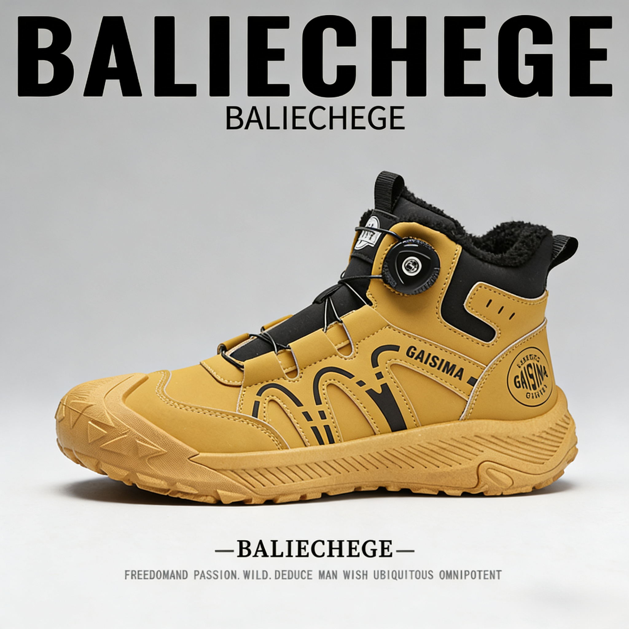 【法国BALIECHEGE专柜】男鞋棉内里短筒雪地靴防寒2025新款冬季黄