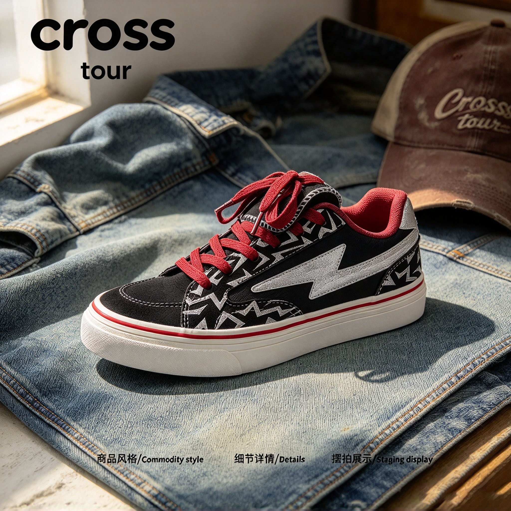 【淡映温雅】Cross tour个性厚底耐磨休闲板鞋帆布轻透气低帮潮鞋