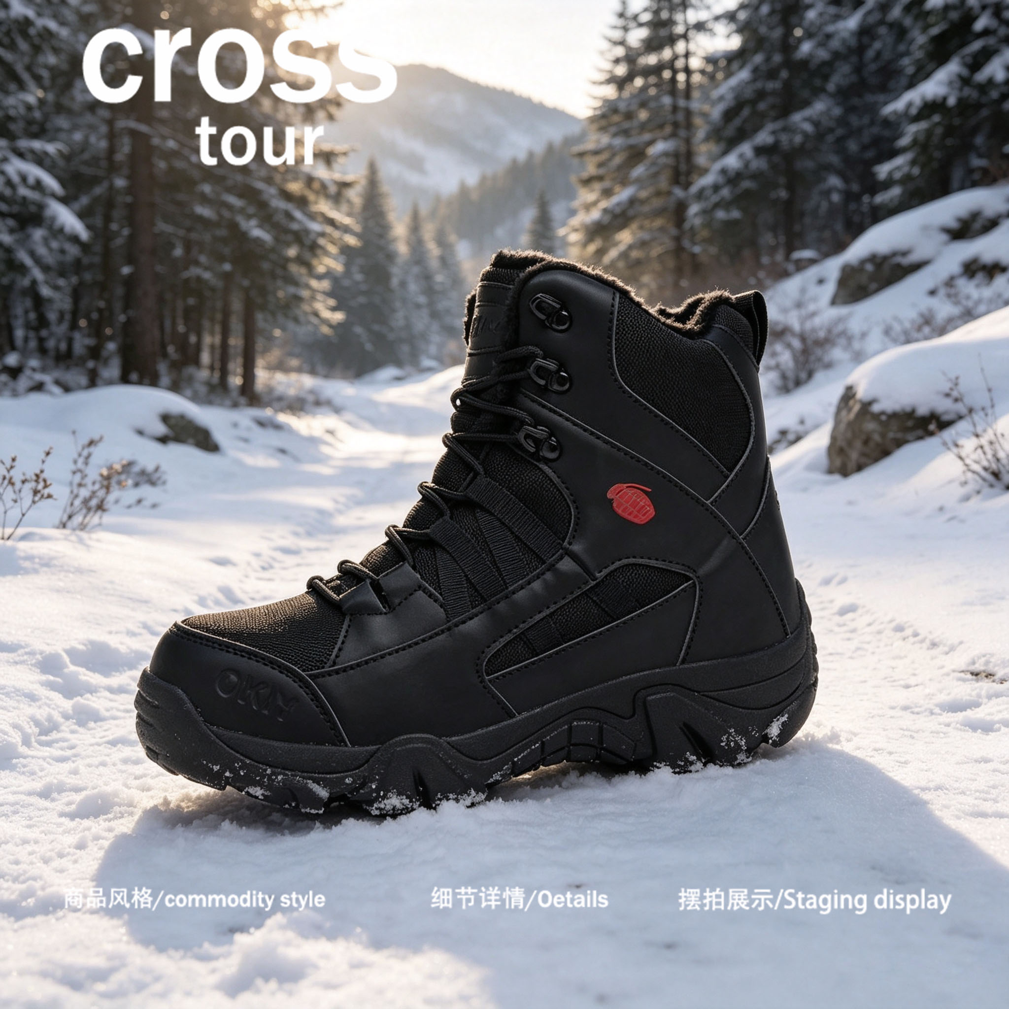 【氛围感足】Cross tour街头风雪地靴中筒冬季个性穿搭保暖棉鞋