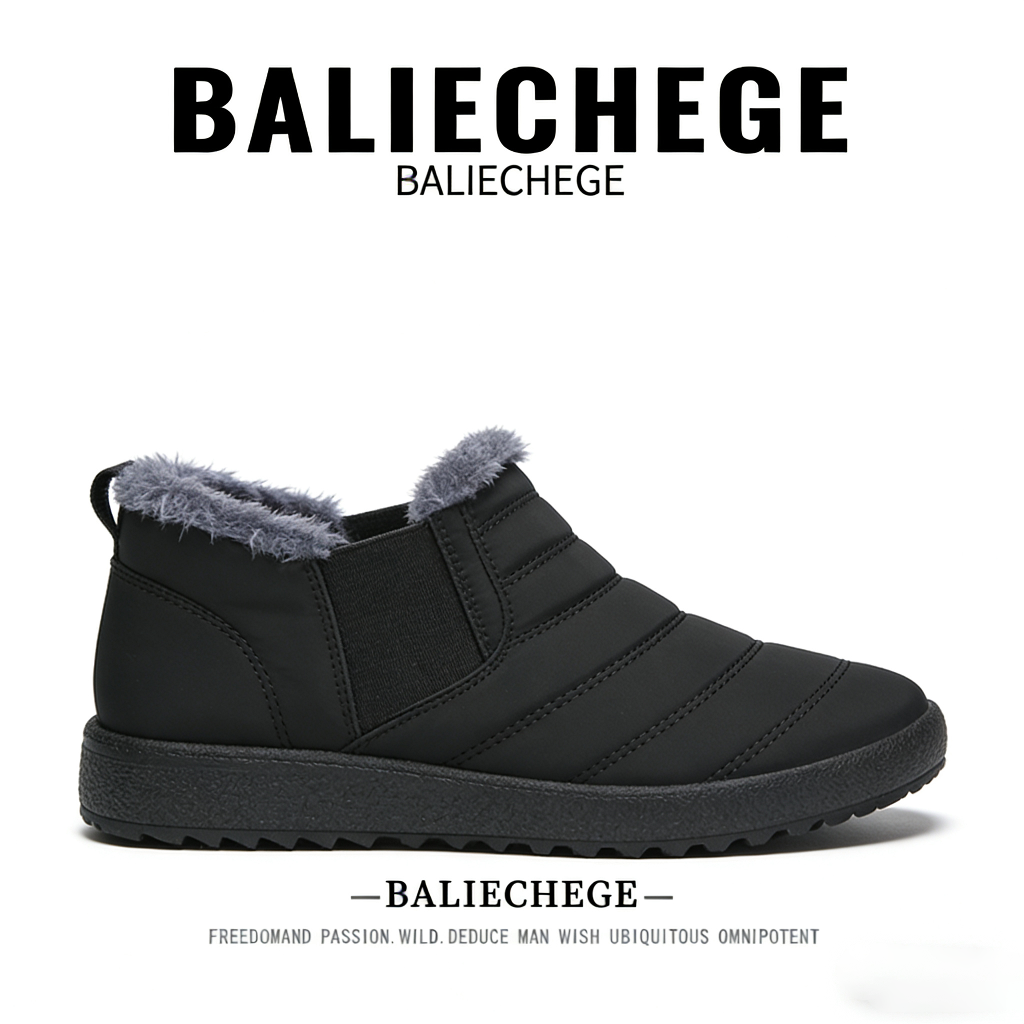 【法国BALIECHEGE专柜】休闲低跟短筒雪地靴冬季青年保暖圆头