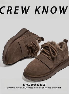 【法国CREW KNOW专柜】2025年冬季加绒短筒雪地靴棉内里山茶色
