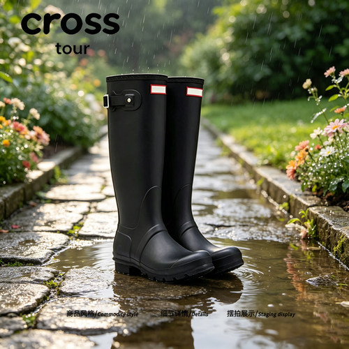 【雨落倾城】Cross tour网红高筒橡胶雨靴百搭户外防滑防水雨鞋