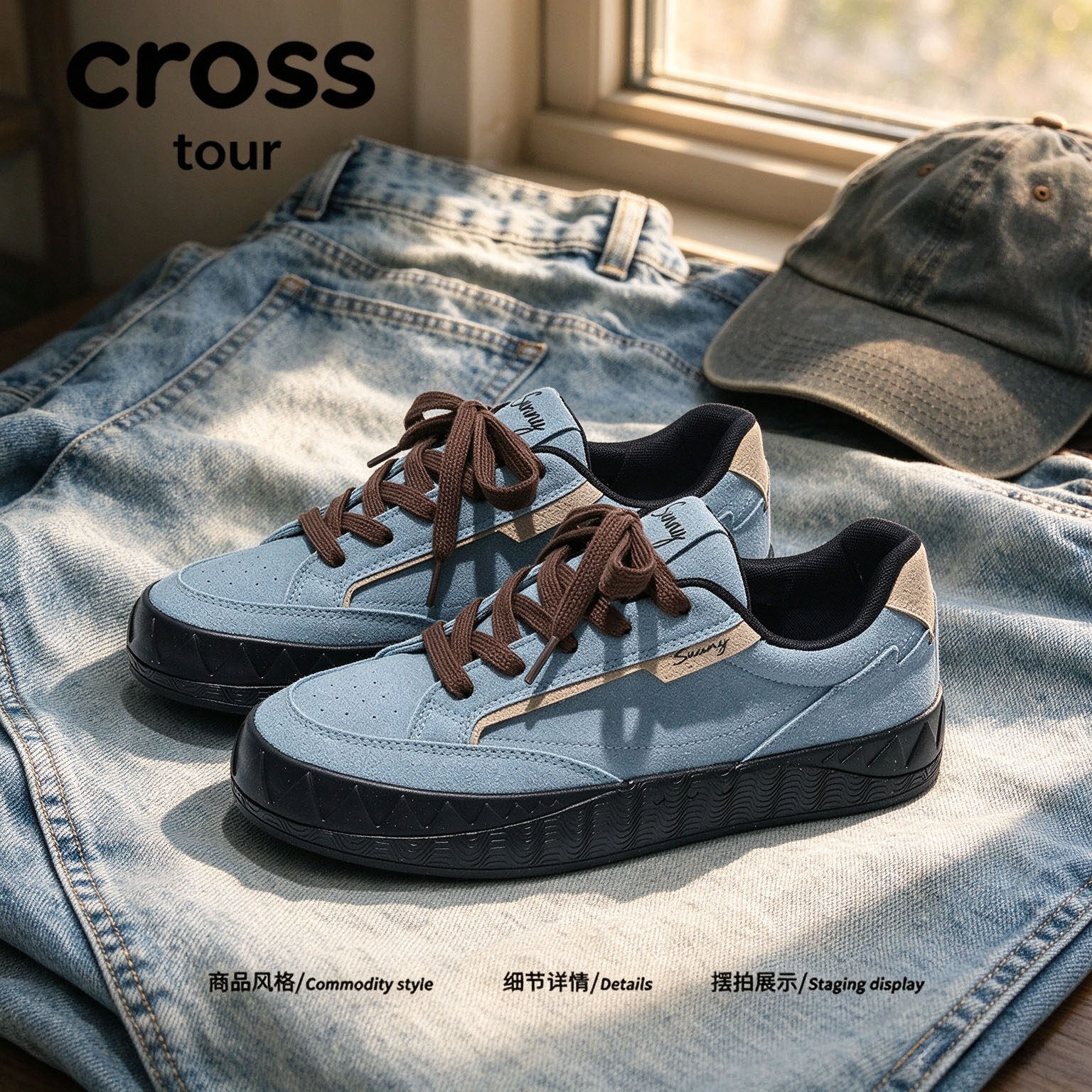 【轻履随行】Cross tour复古街头厚底休闲板鞋透气耐磨低帮潮鞋