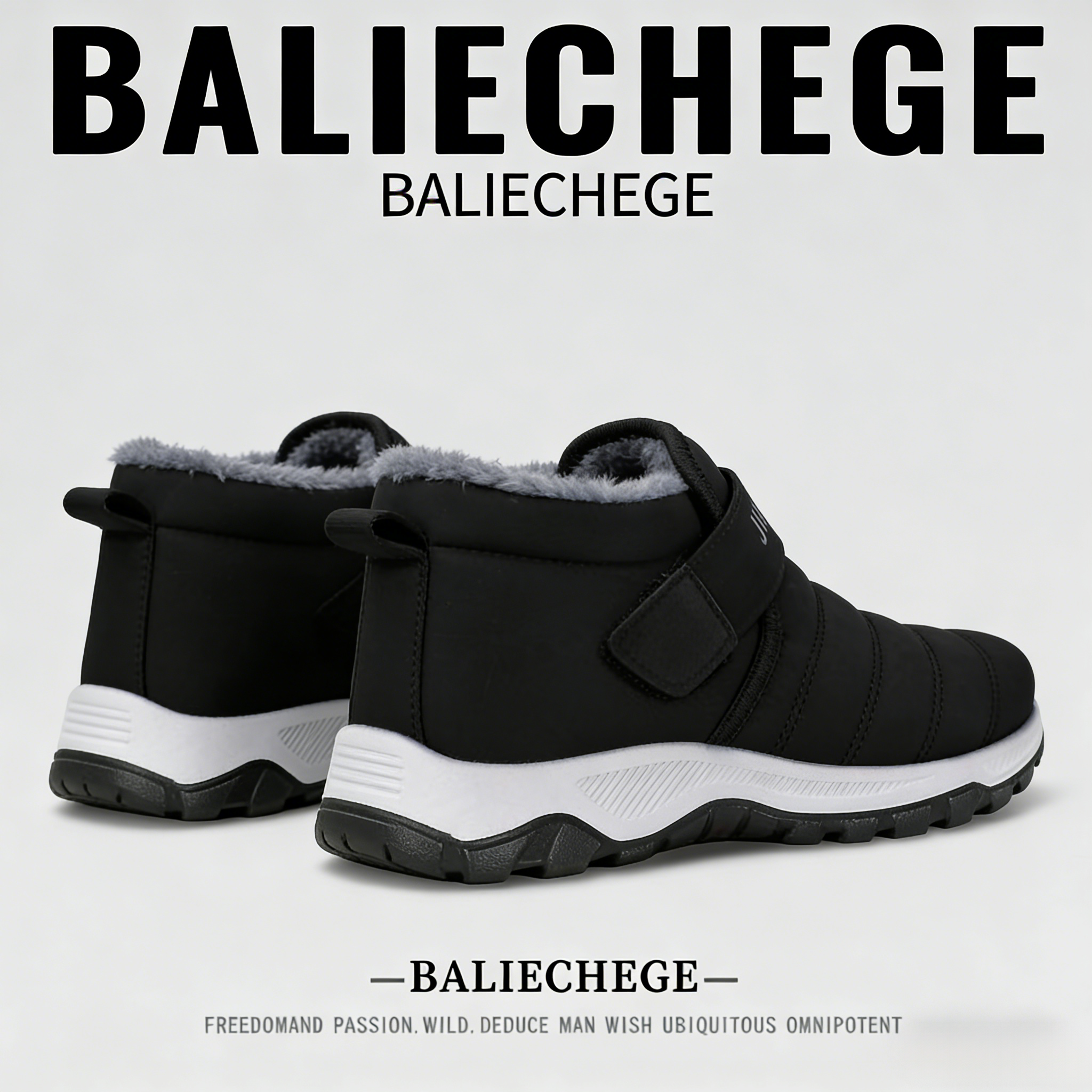 【法国BALIECHEGE专柜】男鞋冬季短筒防滑雪地靴棉靴保暖鞋加厚