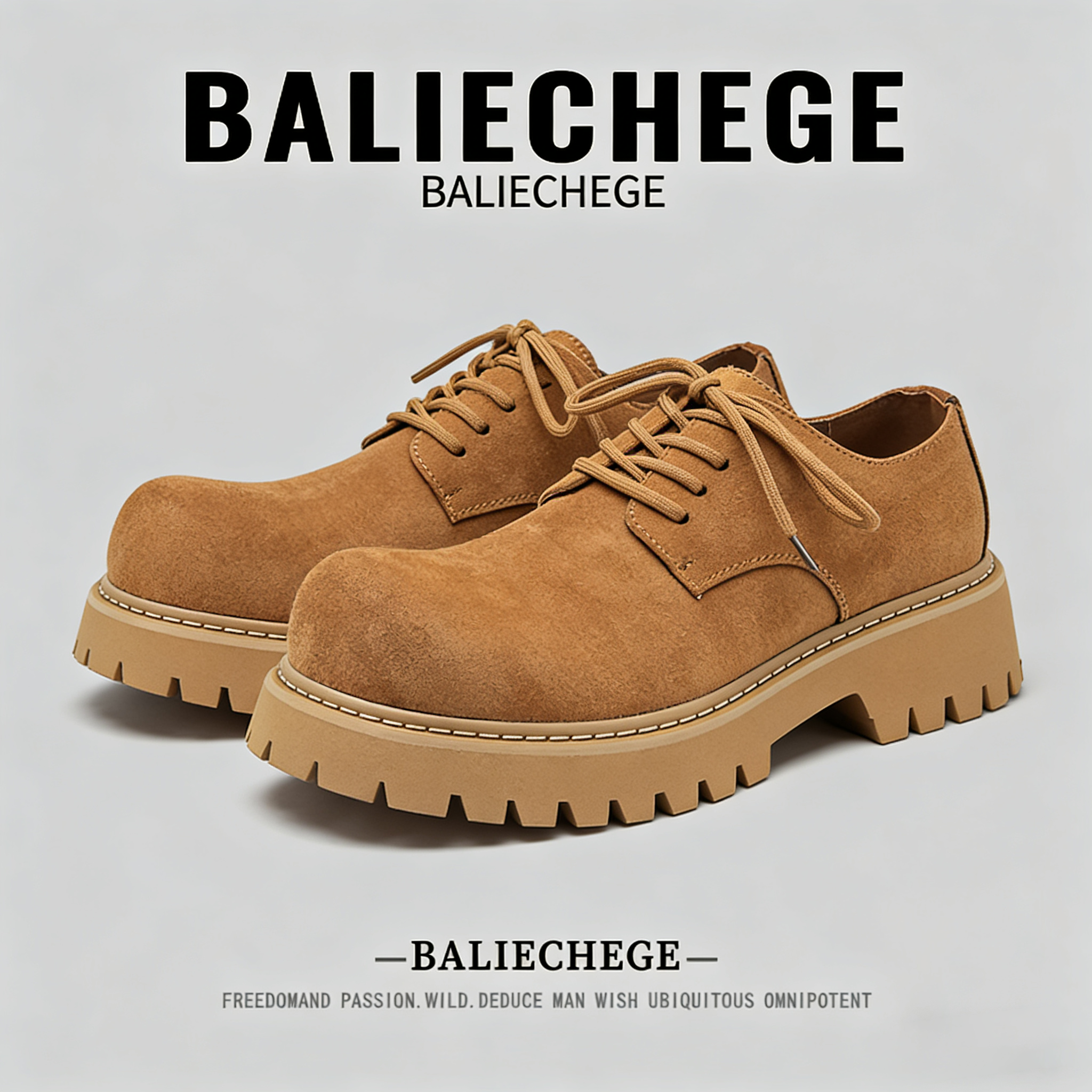 【法国BALIECHEGE专柜】2025年秋季时尚潮流防滑工装鞋纯色合成革