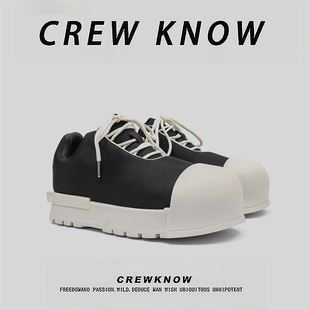 【法国CREW KNOW专柜】2025年秋季系带休闲圆头德比鞋黑白皮革